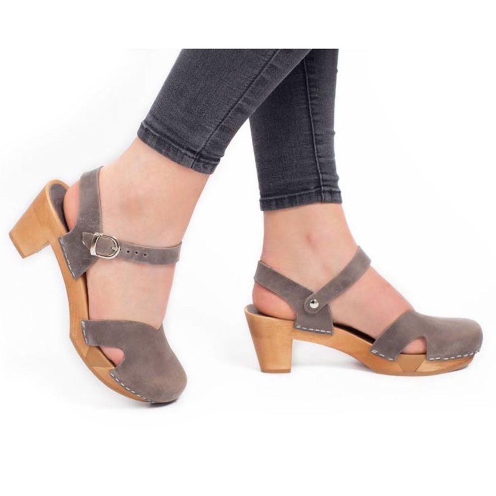 Sanita Matrix Flex Leather & Wood Clog Sandals